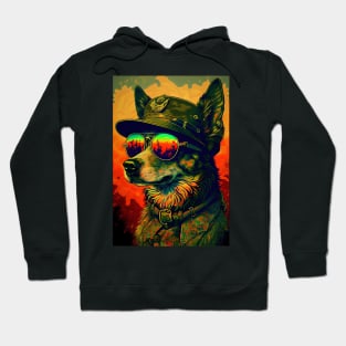 Army Dog with Mirrored Sunglasses Hoodie